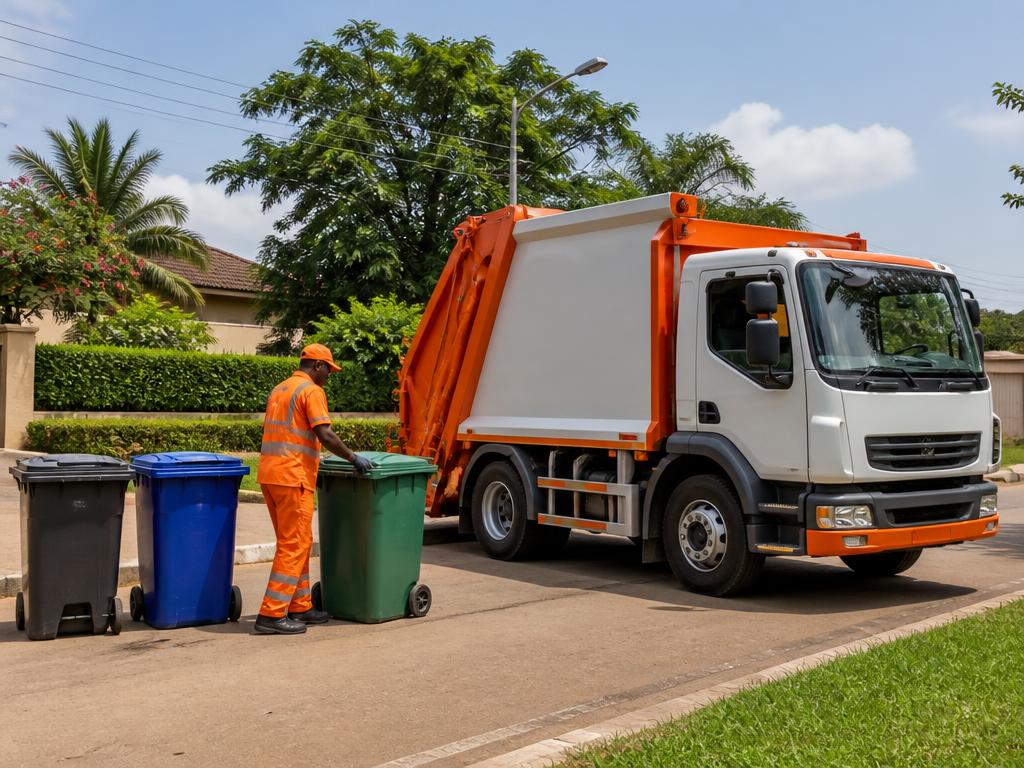 Waste collection truck serving a Benue State neighborhood